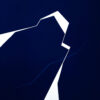 Minimalist abstract painting with a sharp white fractured line on blue background by Veronika Obushikhina