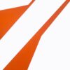 Minimalist abstract painting part by Veronika Obushikhina. Geometric composition with bold orange and white hard-edge forms, exploring visual tension, rupture, and spatial structure.