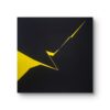 Minimalist abstract painting in frame with a sharp yellow fractured line on black background by Veronika Obushikhina