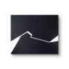 Minimalist abstract painting in frame with a sharp white fractured line on black background by Veronika Obushikhin