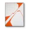 Minimalist abstract painting in frame by Veronika Obushikhina. Geometric composition with bold orange and white hard-edge forms, exploring visual tension, rupture, and spatial structure.