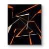 Divergence 5, minimalist abstract painting in frame with fractured white and orange lines on a black background by Veronika Obushikhina