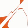 Minimalist abstract painting by Veronika Obushikhina. Geometric composition with bold orange and white hard-edge forms, exploring visual tension, rupture, and spatial structure.