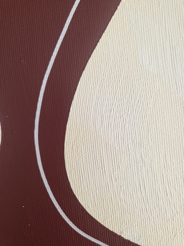 Close-up of abstract minimalist painting showing textured canvas surface with geometric hard-edge lines, contemporary art by Veronika Obushikhina