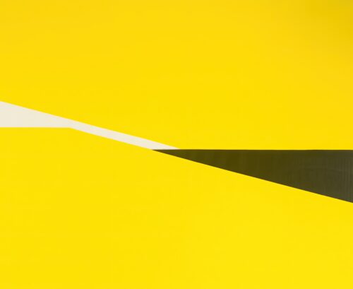 Abstract minimalist painting yellow cut by Veronika Obushikhina