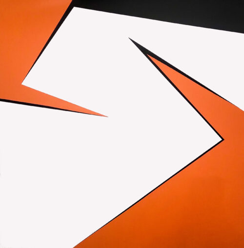 Abstract minimalist painting orange shift by Veronika Obushikhina