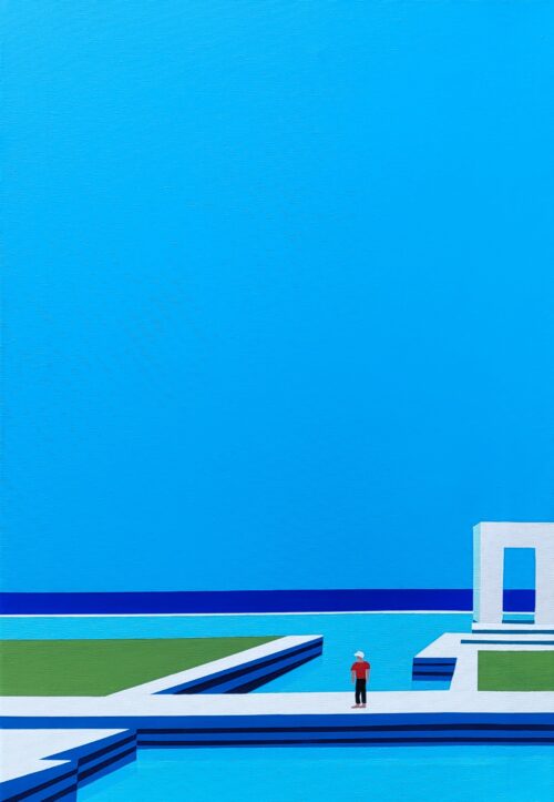 Abstract minimalist painting plane 4 by Veronika Obushikhina
