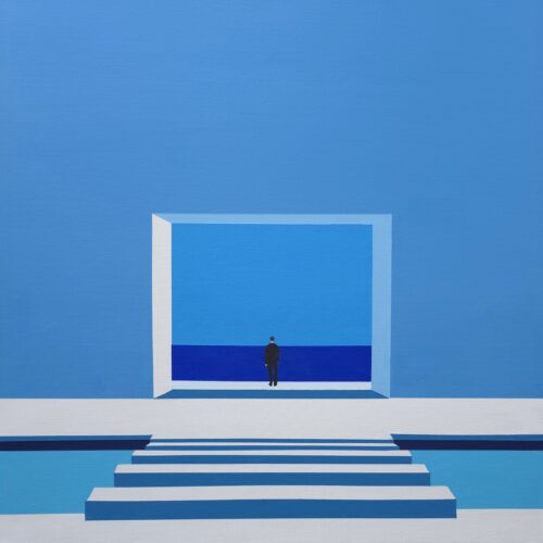 Abstract minimalist painting plane 8 by Veronika Obushikhina