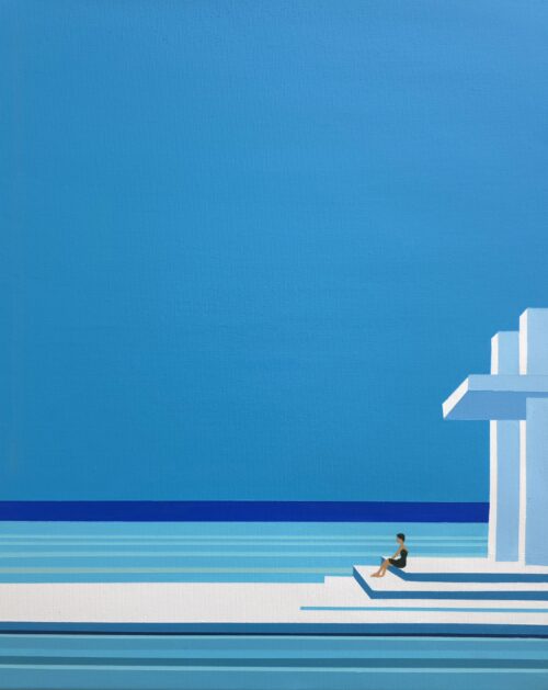Abstract minimalist painting plane 7 by Veronika Obushikhina