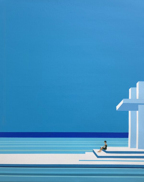 Abstract minimalist painting plane 7 by Veronika Obushikhina