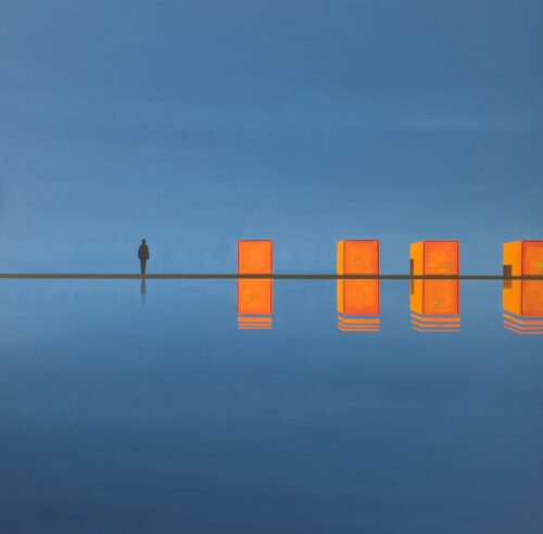 Abstract minimalist painting plane 10 by Veronika Obushikhina