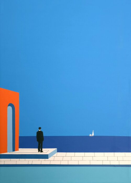 Abstract minimalist painting threshold 9 by Veronika Obushikhina