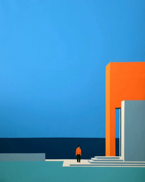 Abstract minimalist painting plane 14 by Veronika Obushikhina