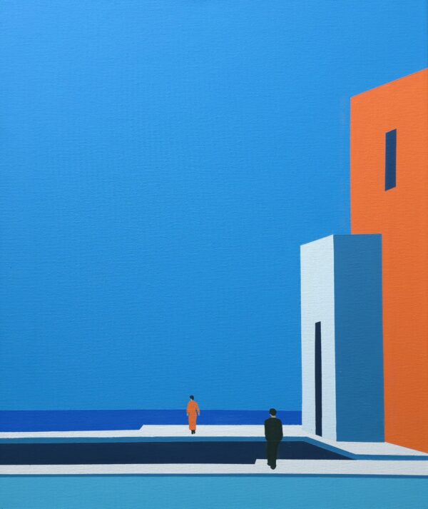 Abstract minimalist painting plane threshold 1 by Veronika Obushikhina