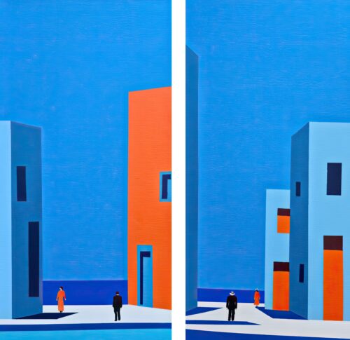 Abstract minimalist painting in between by Veronika Obushikhina