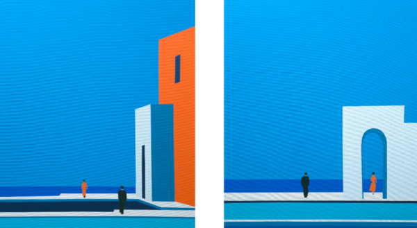Abstract minimalist painting beyond threshold by Veronika Obushikhina